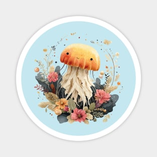 Ethereal Jellyfish in a Coral Wreath - Mystical Ocean Art Magnet